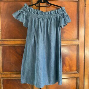 Denim off the shoulder mini dress